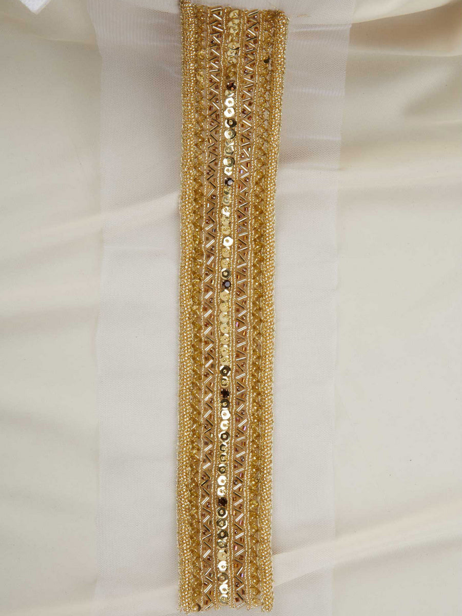 #B0602 Shimmering Delight: Hand-Beaded Trim with Intricate Beads and Sequins