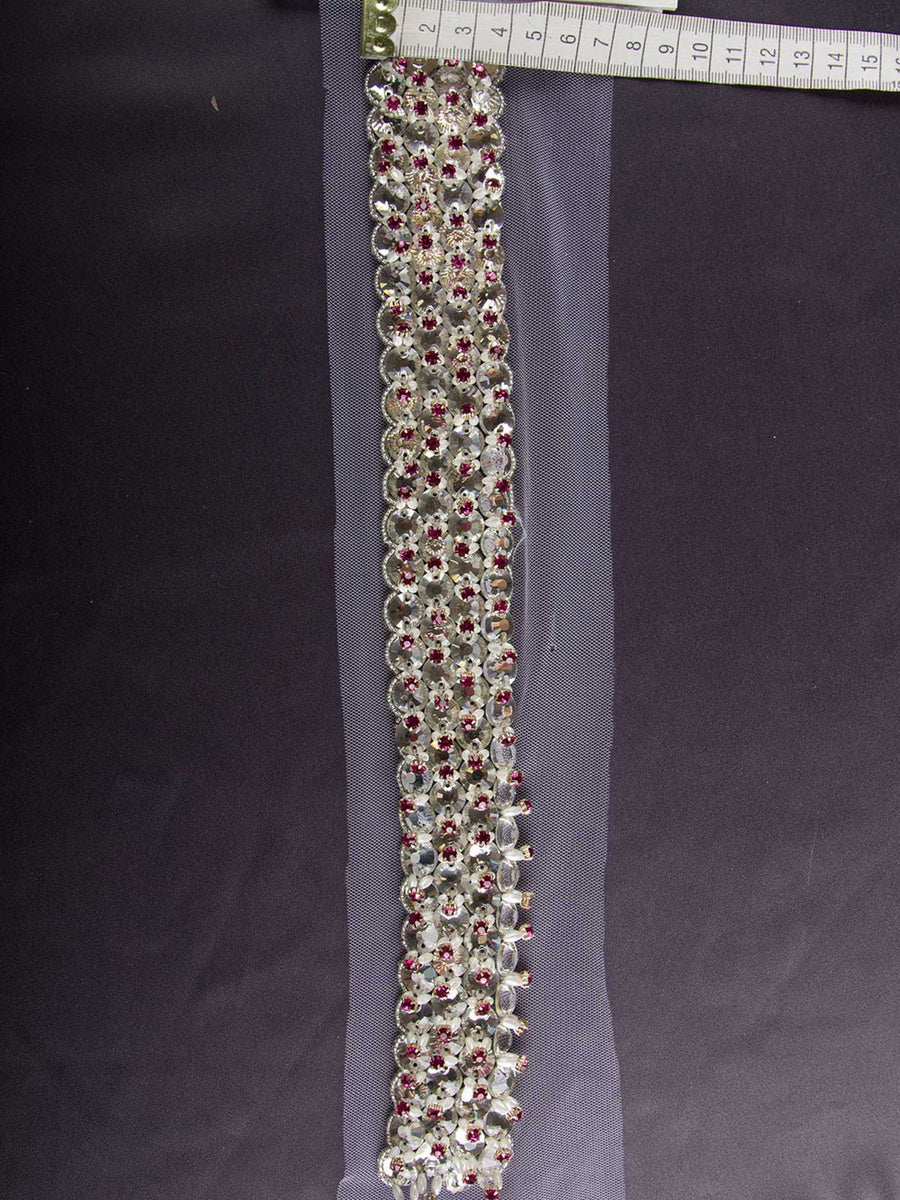 #B0619 Timeless Splendor: Handcrafted Beaded Trim with Intricate Beads and Sequins