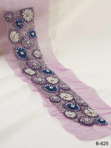 #B0625 Exquisite Embellishments: Handcrafted Beaded Trim with Intricate Beads and Sequins