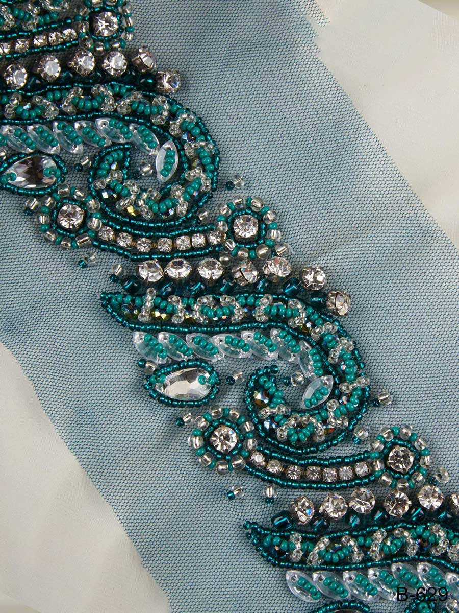 #B0629 A Touch of Magic: Handcrafted Beaded Trim with Intricate Beads and Sequins
