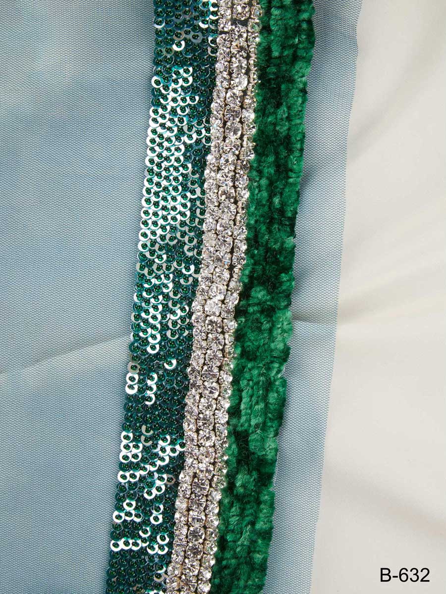 #B0632 Glamorous Embellishments: Hand-Beaded Trim with Beads and Lustrous Sequins