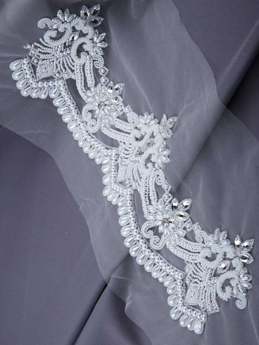 #B0650 Whimsical Sparkle: Hand-Beaded Trim with Beads and Shimmering Sequins