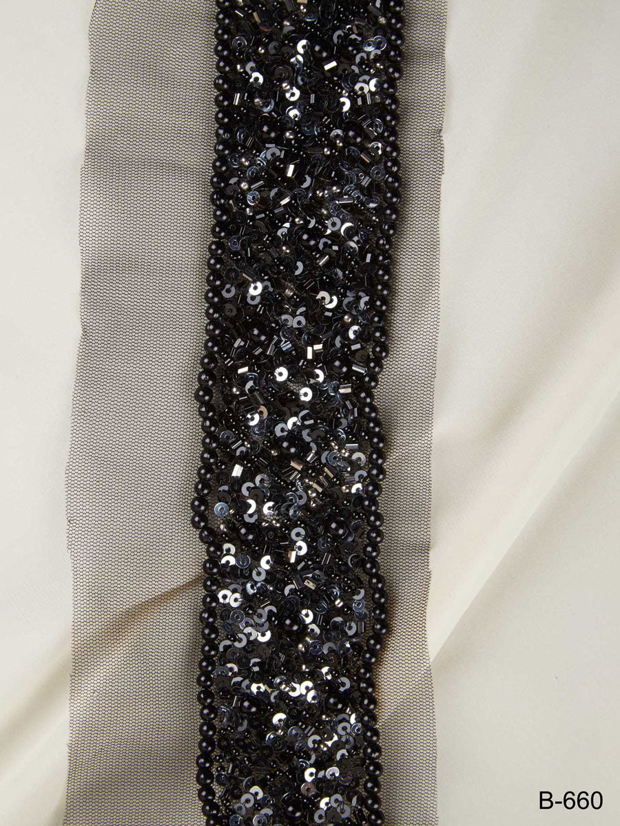 #B0660 Radiant Embellishments: Hand-Beaded Trim with Beads and Glittering Sequins