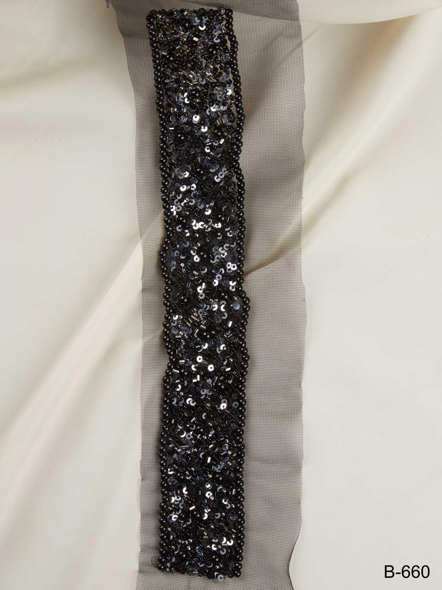 #B0660 Radiant Embellishments: Hand-Beaded Trim with Beads and Glittering Sequins