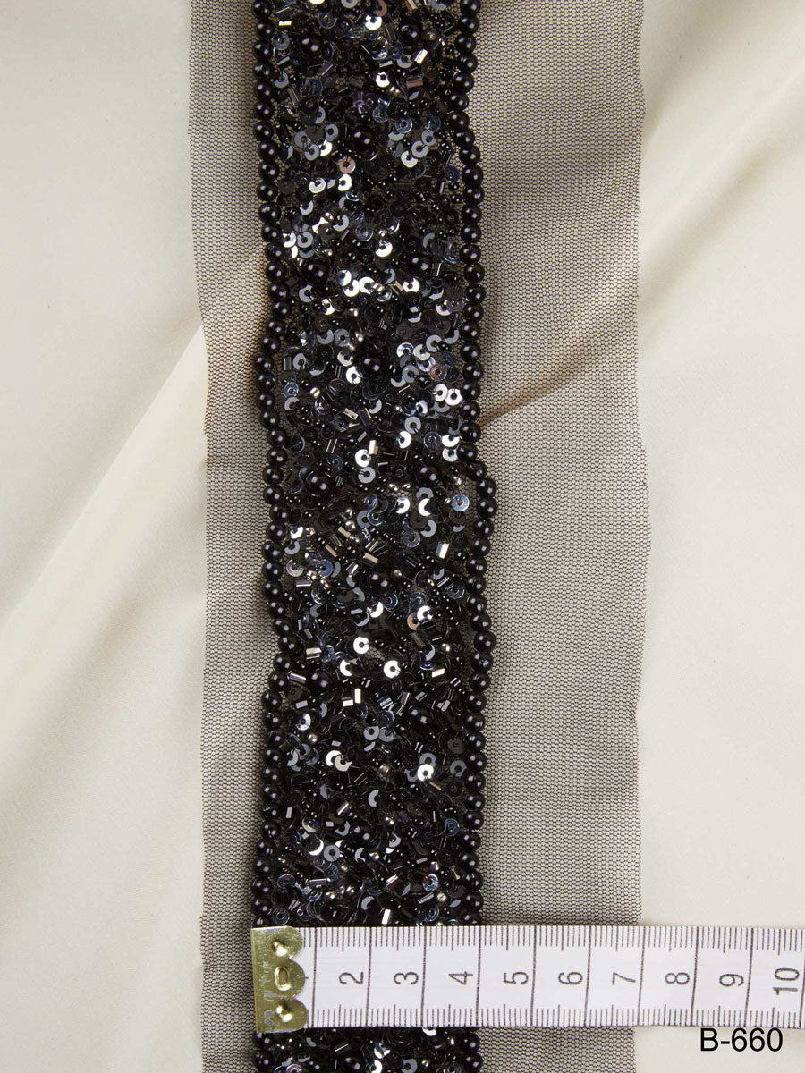 #B0660 Radiant Embellishments: Hand-Beaded Trim with Beads and Glittering Sequins