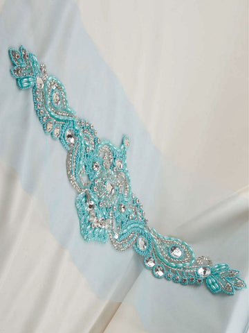 #B0676 Radiant Splendor: Hand-Beaded Belt with Beads and Lustrous Sequins
