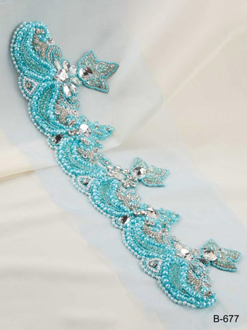 #B0677 Vintage Allure: Handcrafted Beaded Trim with Intricate Beads and Sequins