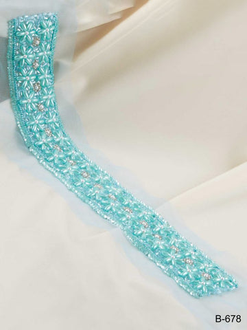 #B0678 Opulent Whispers: Hand-Beaded Trim with Beads and Whispering Sequins