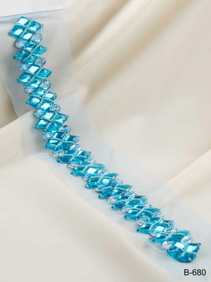 #B0680 Breathtaking Shimmer: Hand-Beaded Trim featuring Beads and Resplendent Sequins