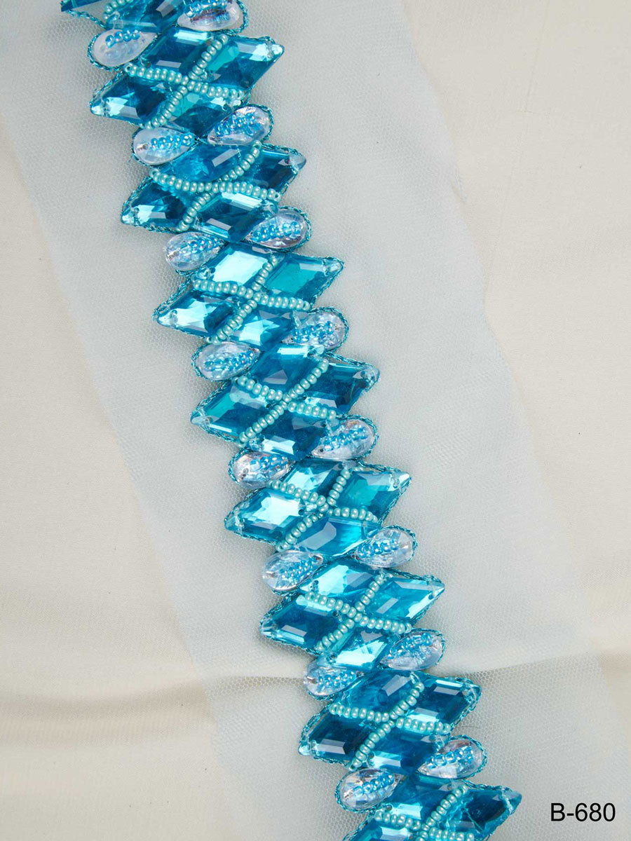 #B0680 Breathtaking Shimmer: Hand-Beaded Trim featuring Beads and Resplendent Sequins
