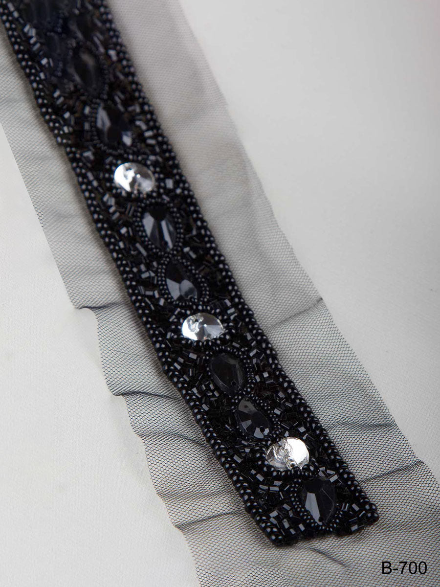 #B0700 A Touch of Magic: Handcrafted Beaded Trim with Intricate Beads and Sequins