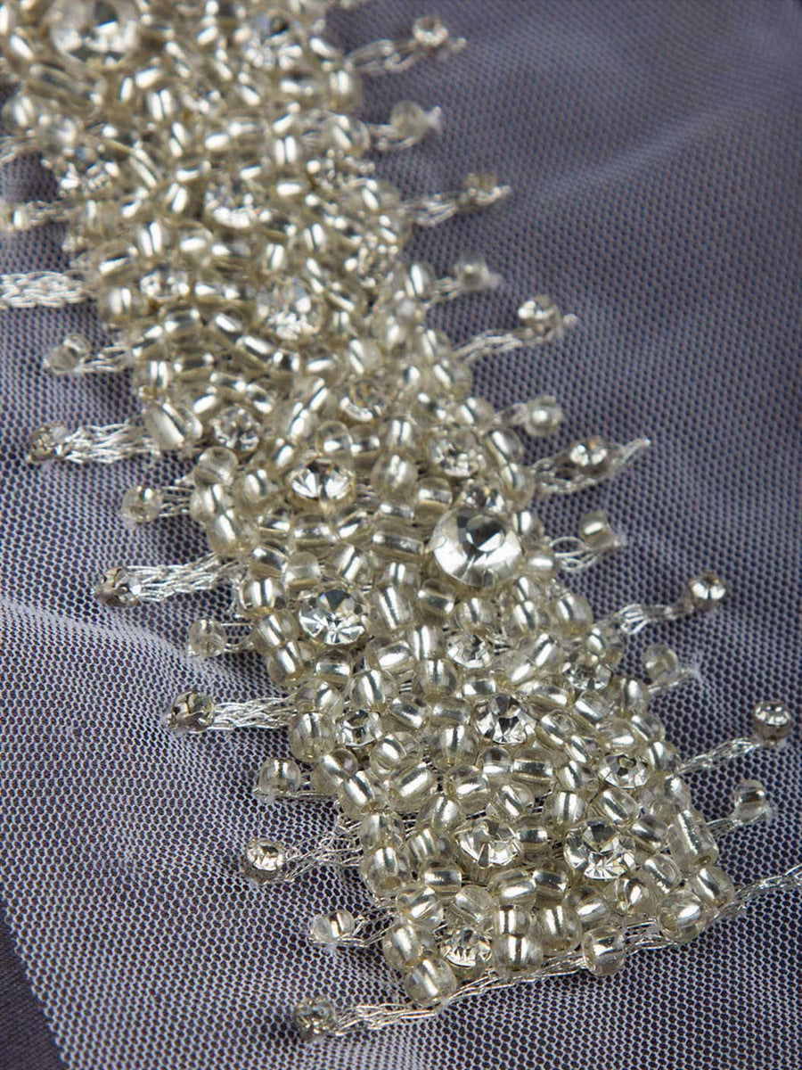 #B0727 Sophisticated Flair: Handcrafted Beaded Trim with Intricate Sequins