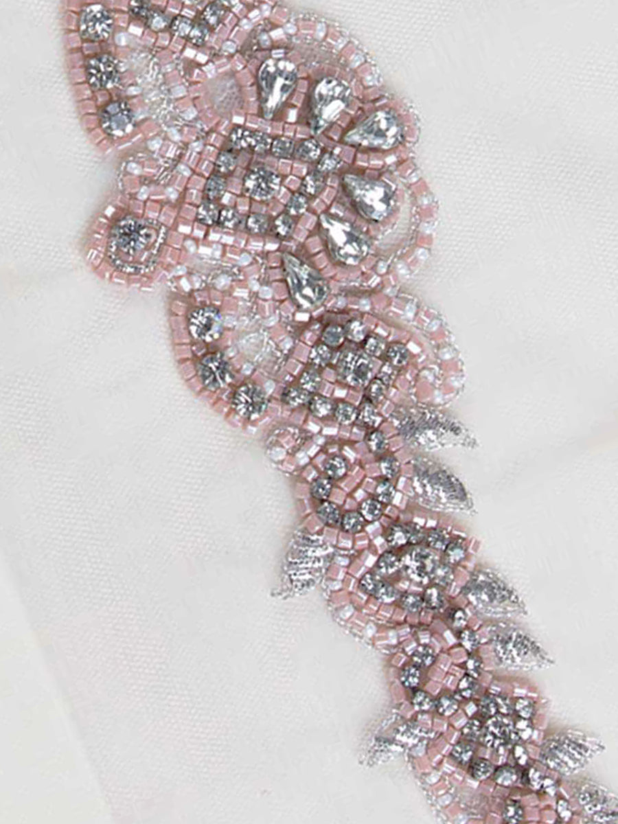 #B0737 Glimpse of Glam: Hand-Beaded Belt with Beads and Luminous Sequins