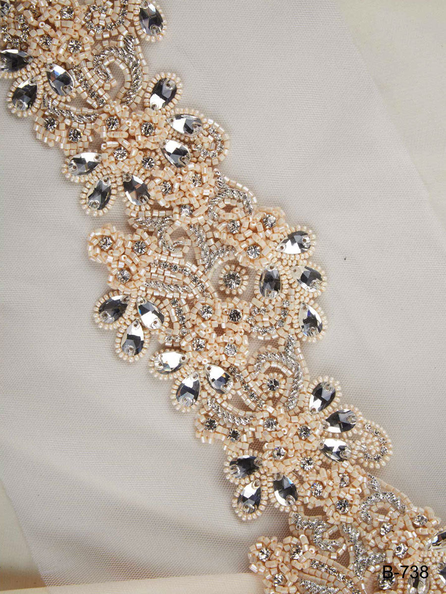 #B0738 Fashionably Festive: Hand-Beaded Trim with Sparkling Beads and Sequins