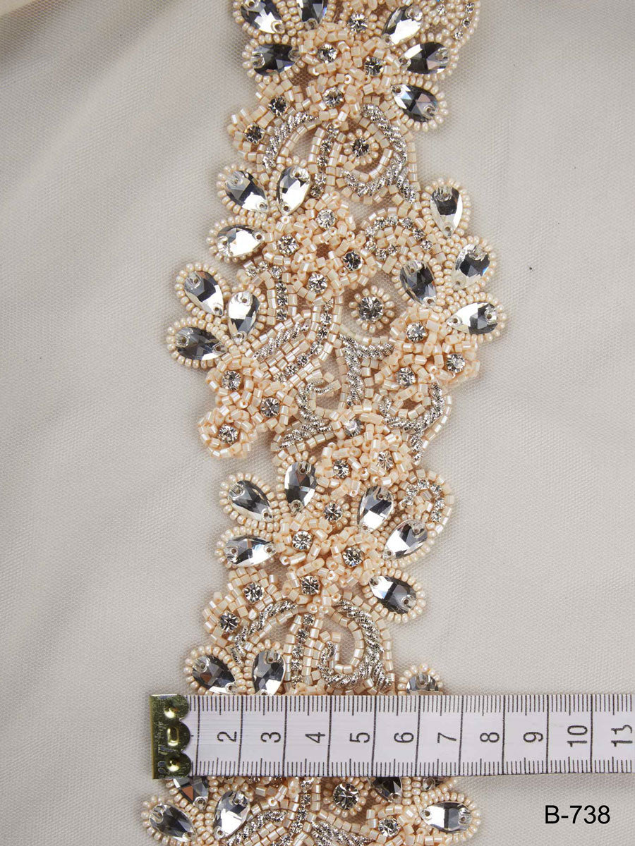 #B0738 Fashionably Festive: Hand-Beaded Trim with Sparkling Beads and Sequins