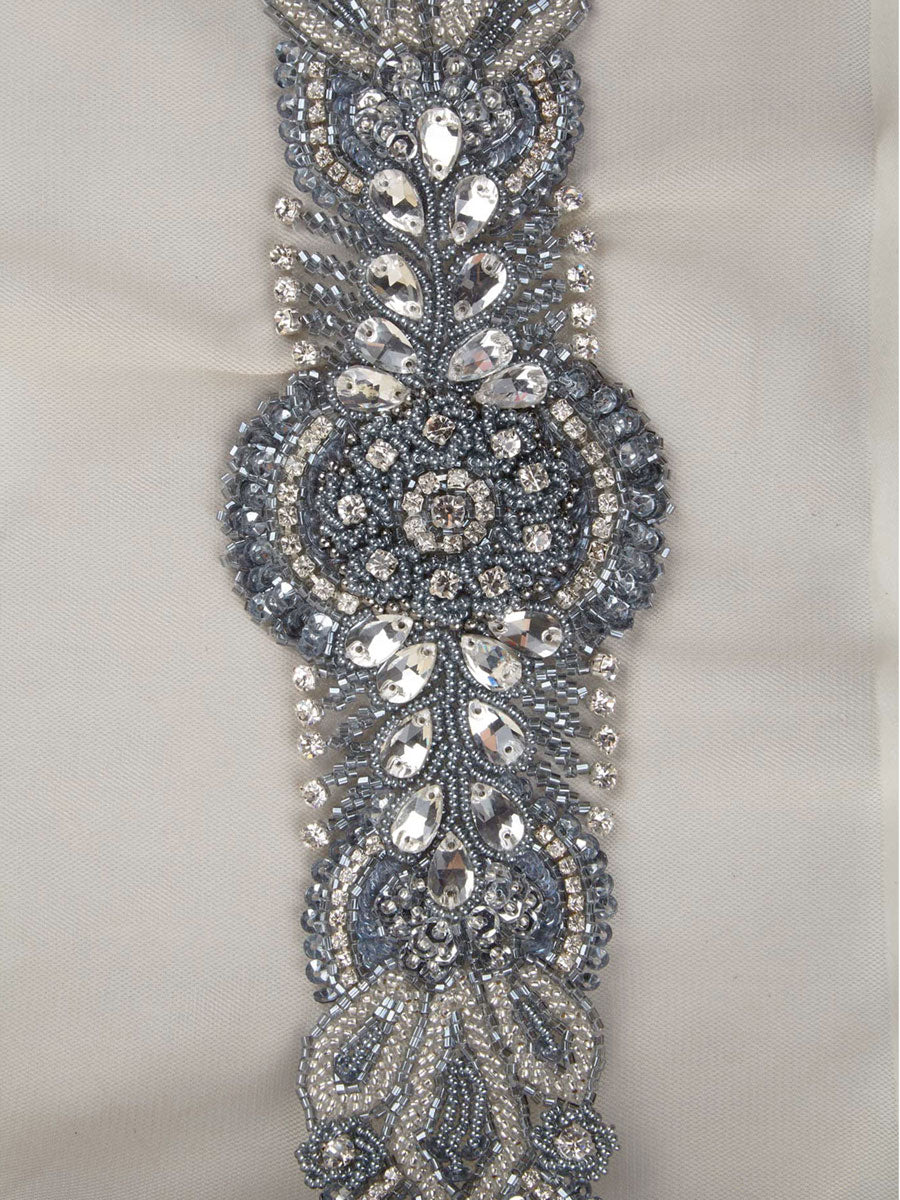 #B0744 Shimmering Elegance: Hand-Beaded Belt with Intricate Beads and Sequins