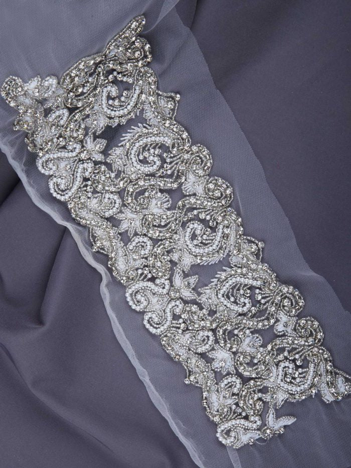 #B0750 Exquisite Artistry: Handcrafted Beaded Trim with Intricate Sequins