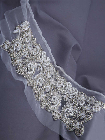 #B0750 Exquisite Artistry: Handcrafted Beaded Trim with Intricate Sequins