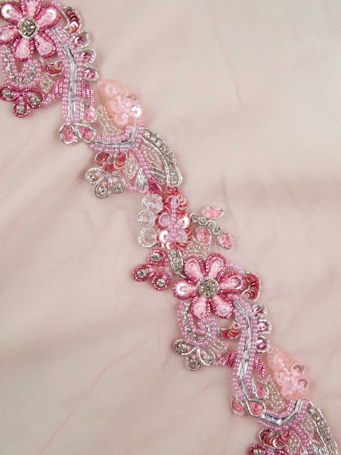 #B0768 Elegant Enchantment: Hand-Beaded Trim with Beads and Captivating Sequins