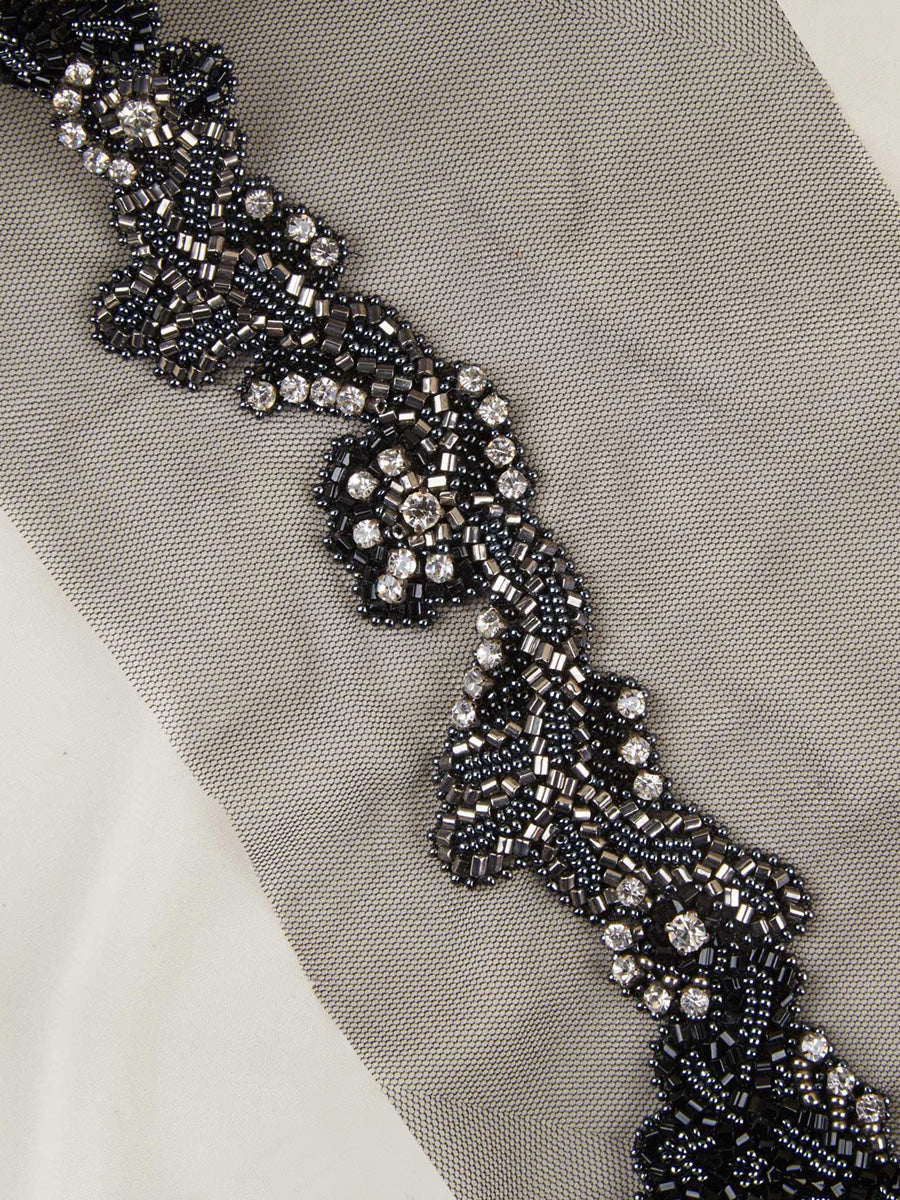 #B0778 Radiant Simplicity: Hand-Beaded Trim featuring Beads and Subtle Sequins
