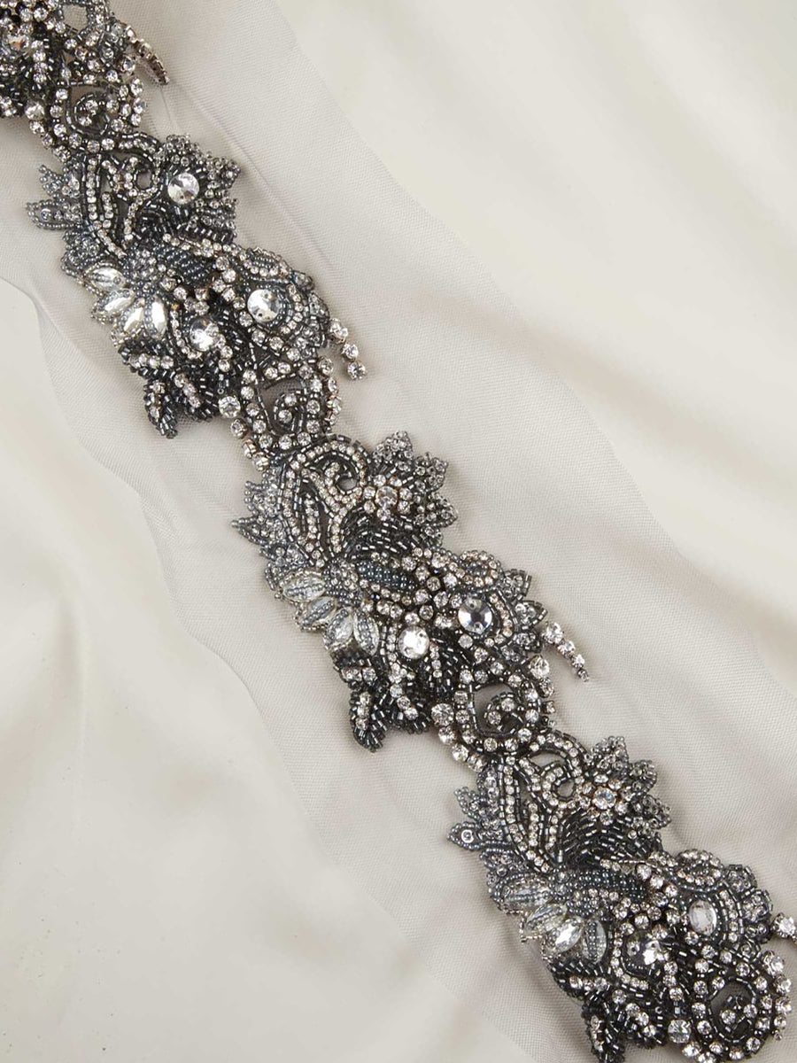 #B0788 Captivating Elegance: Handcrafted Beaded Trim with Intricate Sequins