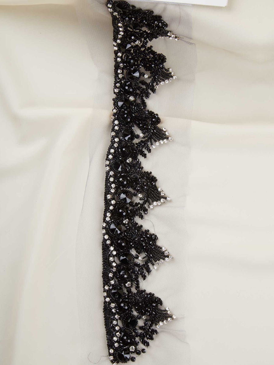 #B0792 Luxurious Luster: Hand-Beaded Trim featuring Beads and Sparkling Sequins