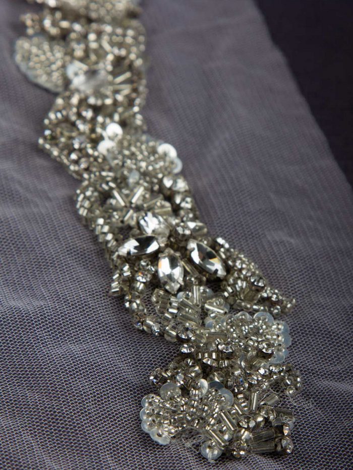#B0798 Elegant Affinity: Hand-Beaded Trim with Beads and Ornate Sequins