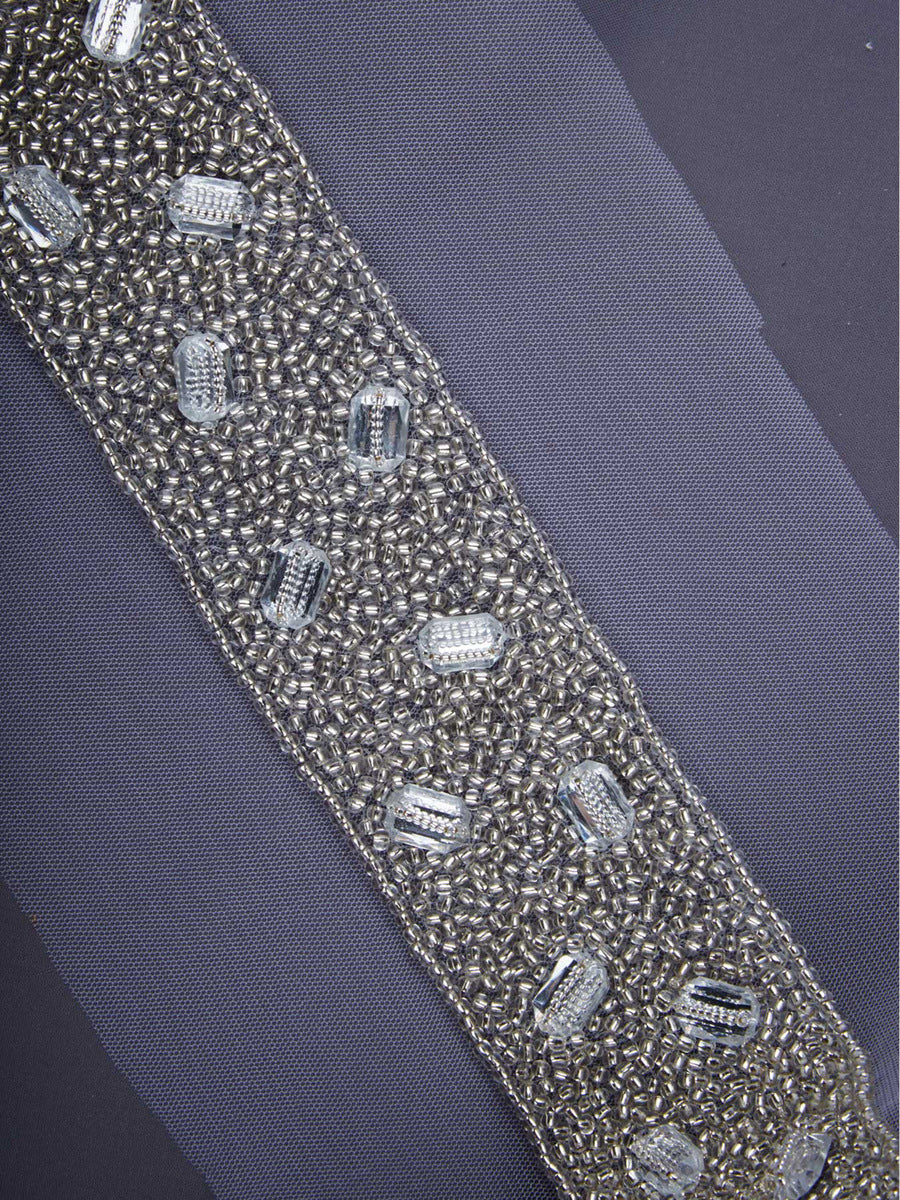 #B0826 Shimmering Delight: Hand-Beaded Trim with Intricate Beads and Sequins