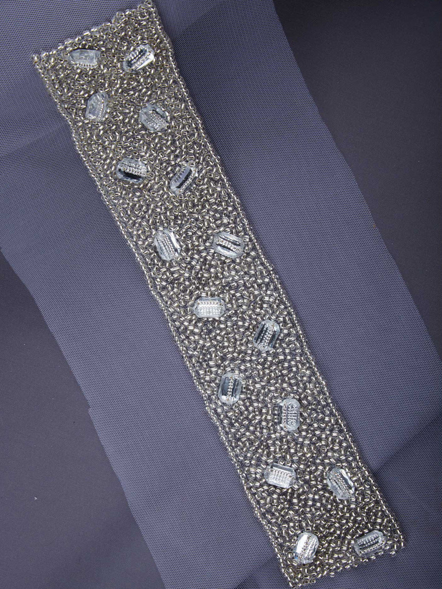 #B0826 Shimmering Delight: Hand-Beaded Trim with Intricate Beads and Sequins