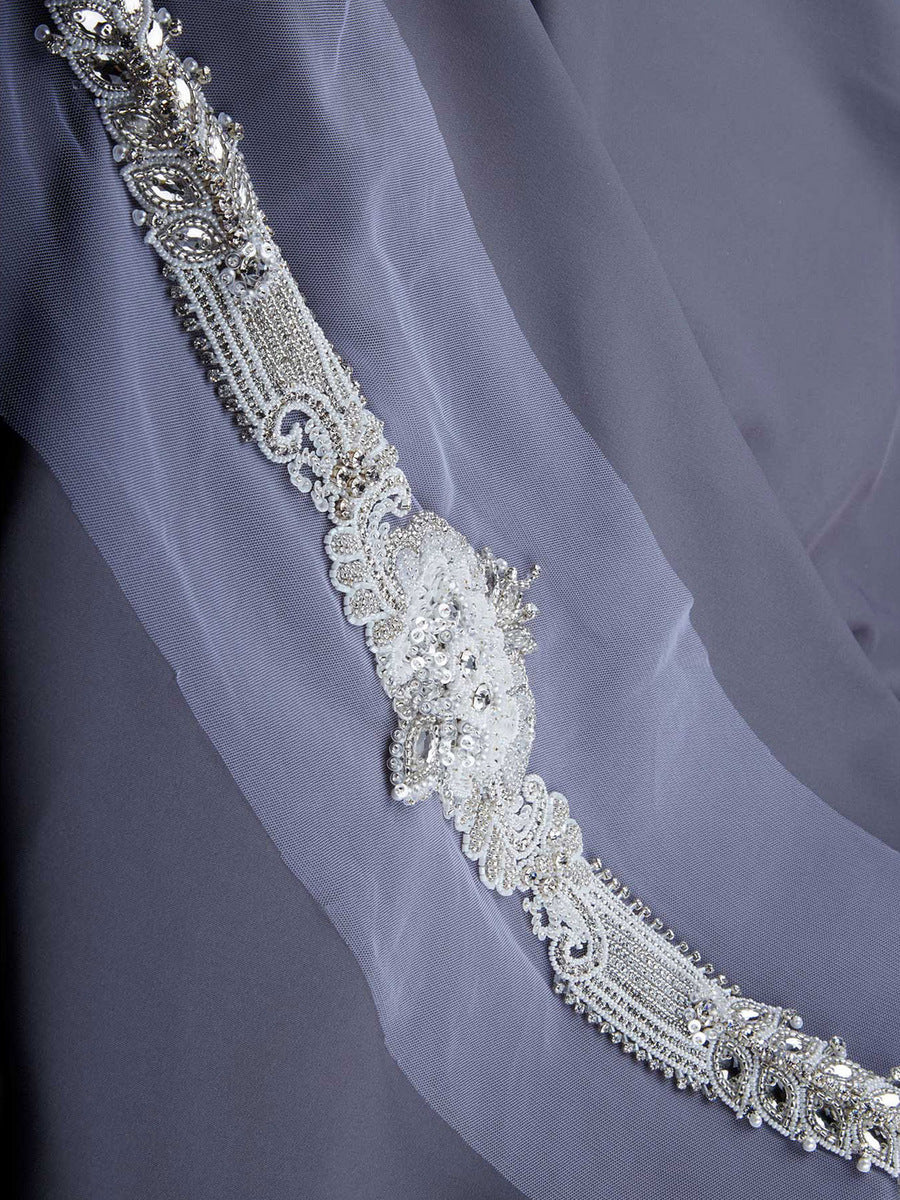 #B0829 Vintage Glamour: Hand-Beaded Belt with Beads and Dazzling Sequins