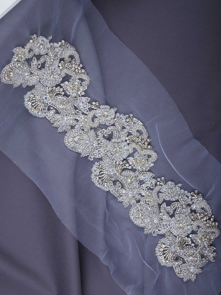 #B0836 Vintage Allure: Handcrafted Beaded Trim with Intricate Beads and Sequins