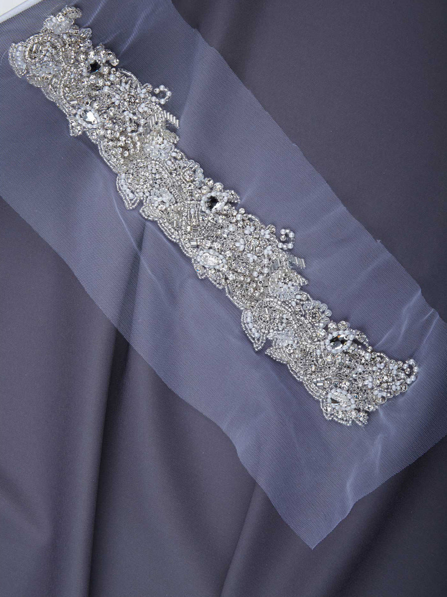 #B0840 Elegant Enchantment: Hand-Beaded Trim with Beads and Captivating Sequins