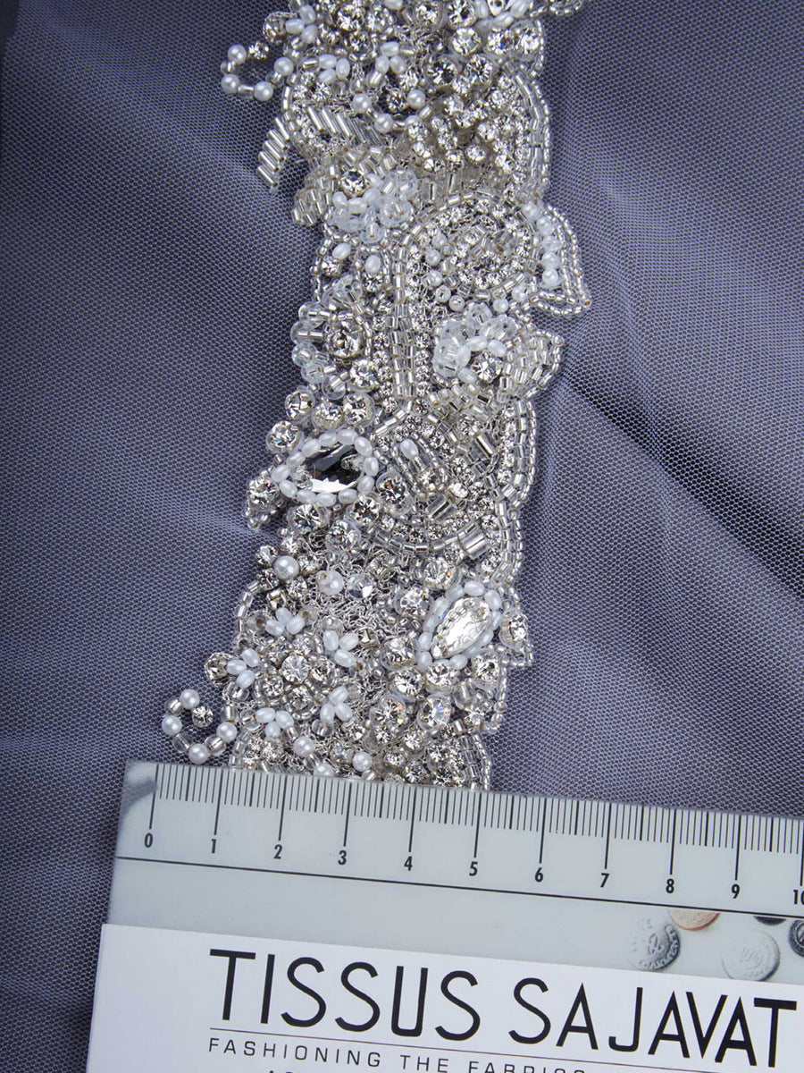 #B0840 Elegant Enchantment: Hand-Beaded Trim with Beads and Captivating Sequins