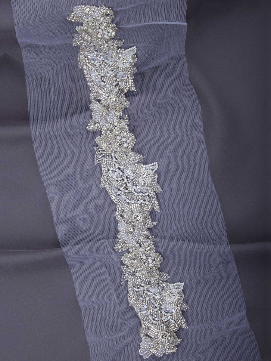 #B0845 Glimmering Whimsy: Handcrafted Beaded Trim with Intricate Beads and Sequins