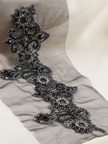 #B0857 Captivating Elegance: Handcrafted Beaded Trim with Intricate Sequins