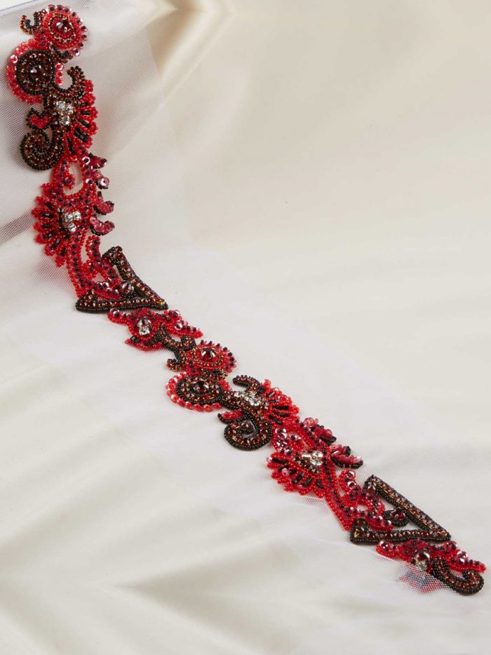 #B0876 Shimmering Delight: Hand-Beaded Trim with Intricate Beads and Sequins