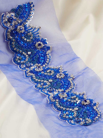 #B0884 Elegant Enchantment: Hand-Beaded Trim with Beads and Captivating Sequins