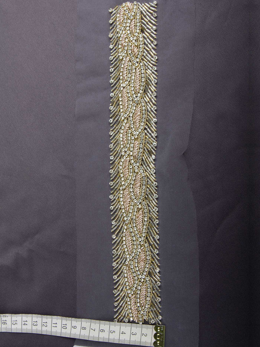 #B0899 Glamorous Embellishments: Hand-Beaded Trim with Beads and Lustrous Sequins