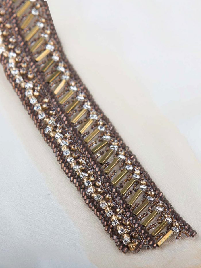 #B0909 Gorgeous Glam: Hand-Beaded Trim featuring Beads and Dazzling Sequins