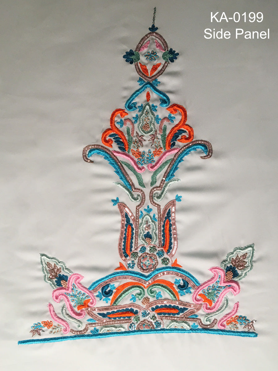 #KA0199 Vintage Glamour: Hand-Embroidered Kaftan Panel Adorned with Glamorous Beads, Elegant Sequins, and Timeless Threadwork