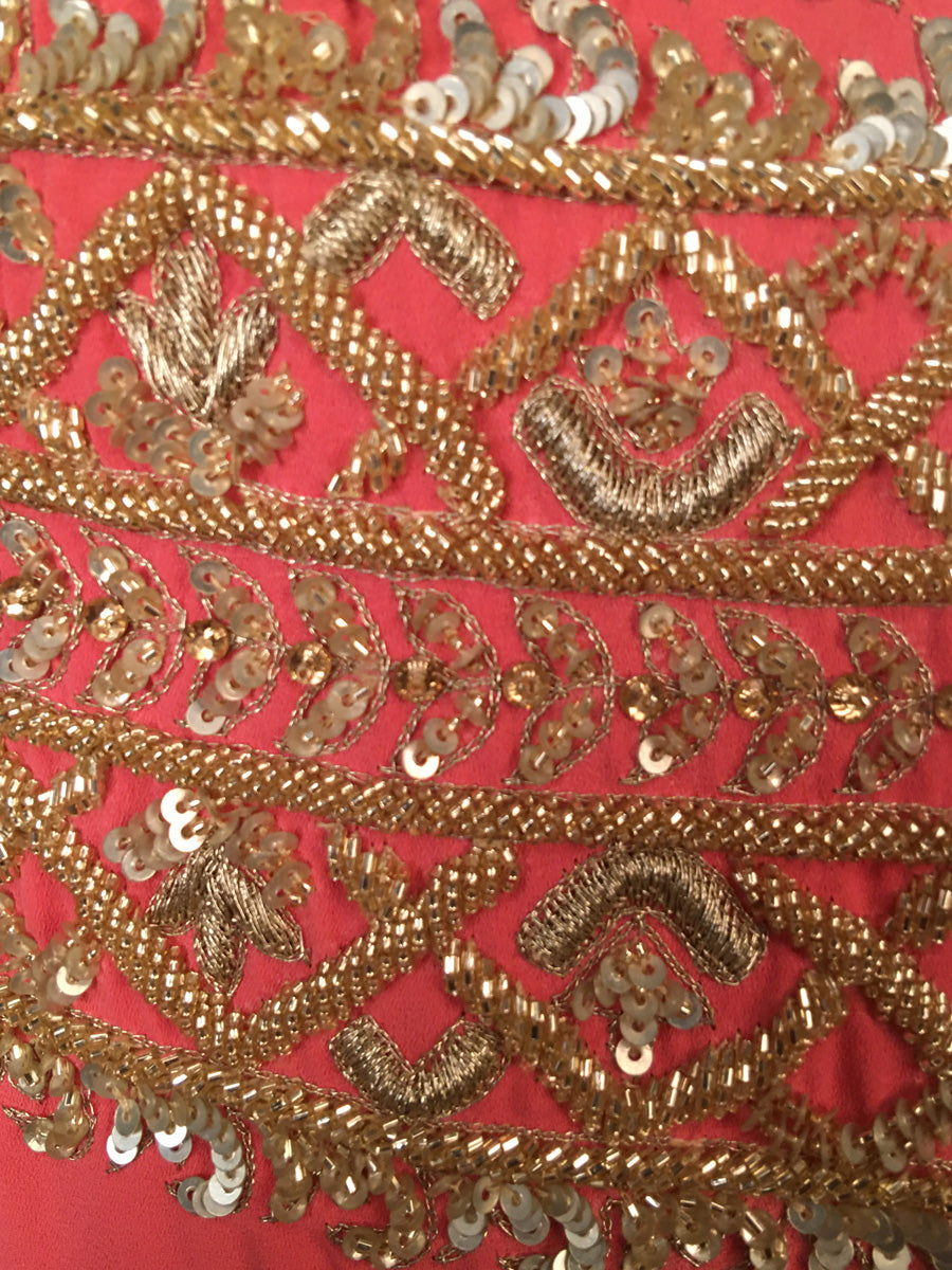 #KA0206 Radiant Reverie: Hand-Beaded Kaftan Panel Showcasing Luminous Beads, Sparkling Sequins, and Dreamy Threadwork