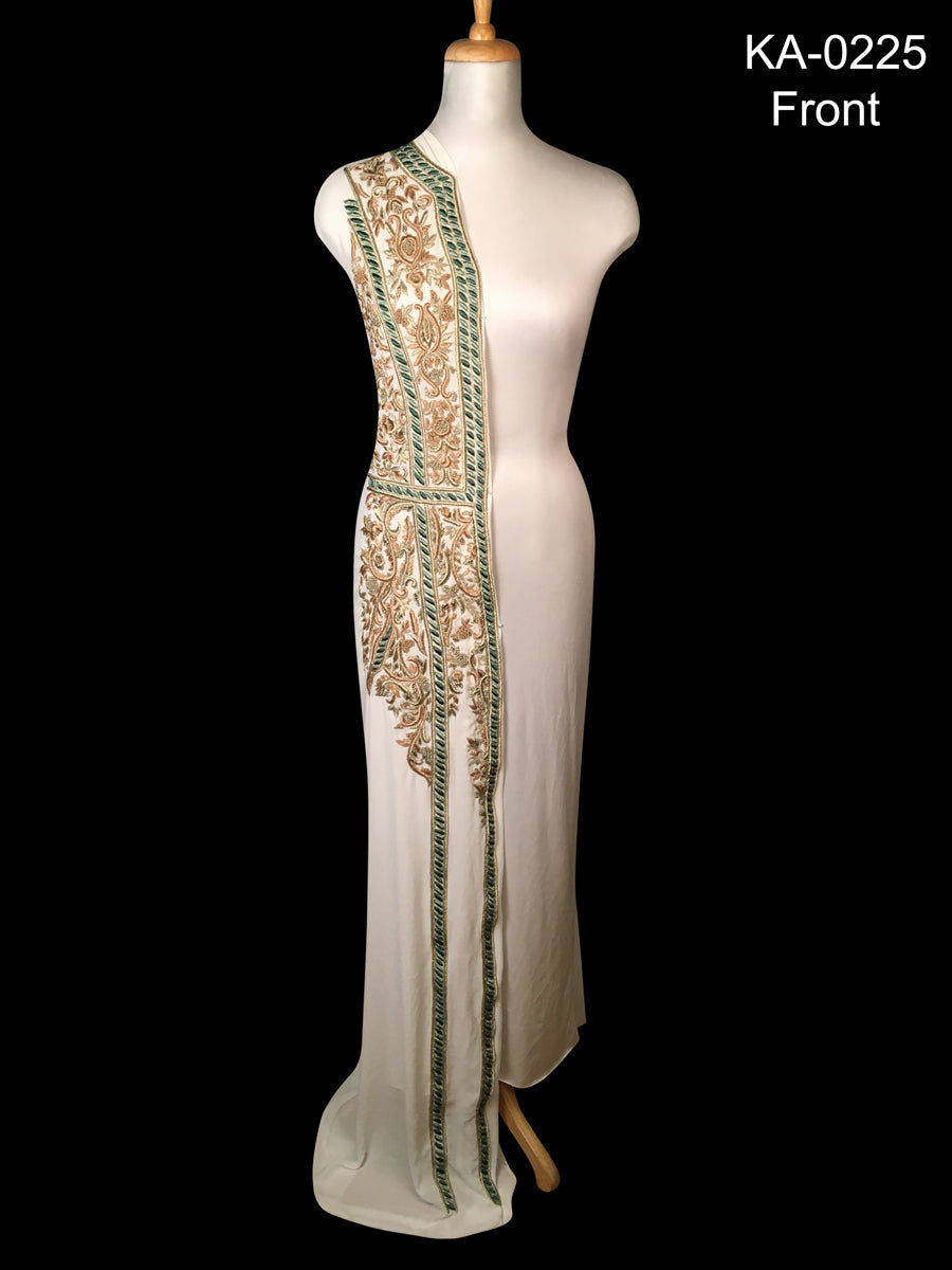 #KA0225 Song of Serenity: Hand-Beaded Kaftan Panel Featuring Serene Beads, Shimmering Sequins, and Tranquil Embroidery