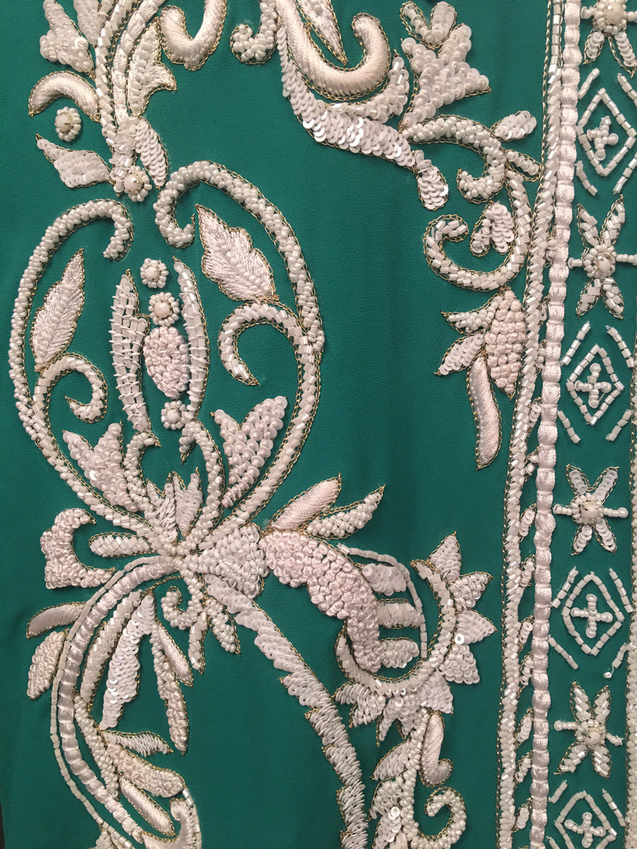 #KA0253 Whimsical Delight: Hand-Beaded Kaftan Panel with Playful Beads, Sparkling Sequins, and Vibrant Threadwork