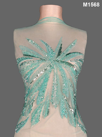 #M1568 Handcrafted Geometric Beaded Bustier with Intricate Sequin Embellishments