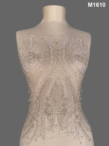 #M1610 Elegant Bridal Bustier with Abstract Design – Hand-Beaded with Sequins, Beads, and Rhinestones