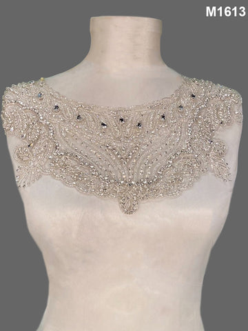 #M1613 Elegant Bustier with Abstract Beaded Design, Embellished with Beads, Sequins, and Rhinestones