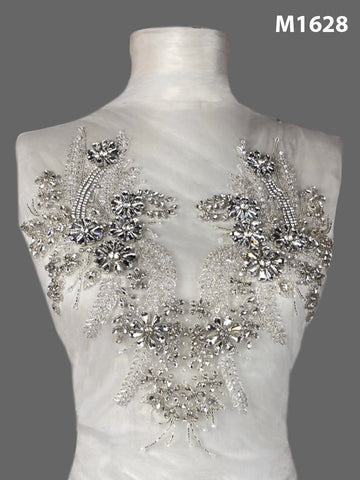 #M1628 Elegant Floral Bustier with Intricate Hand Beading – Embellished with Beads, Sequins, and Sparkling Rhinestones