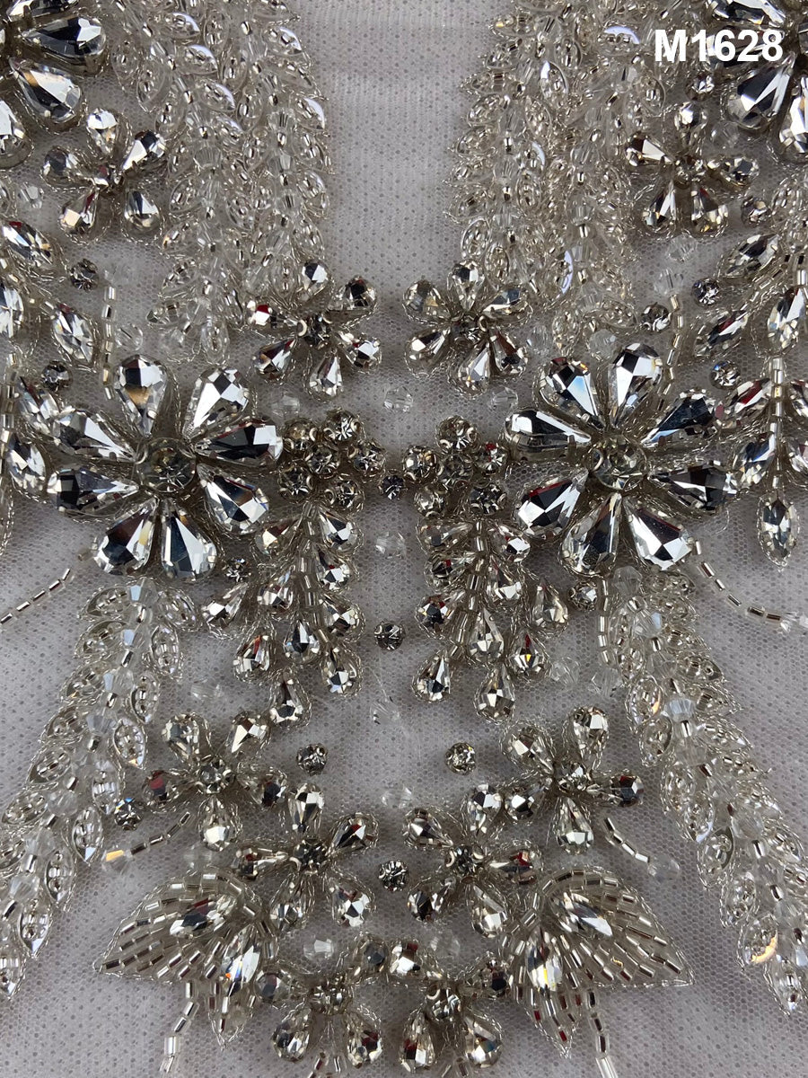 #M1628 Elegant Floral Bustier with Intricate Hand Beading – Embellished with Beads, Sequins, and Sparkling Rhinestones