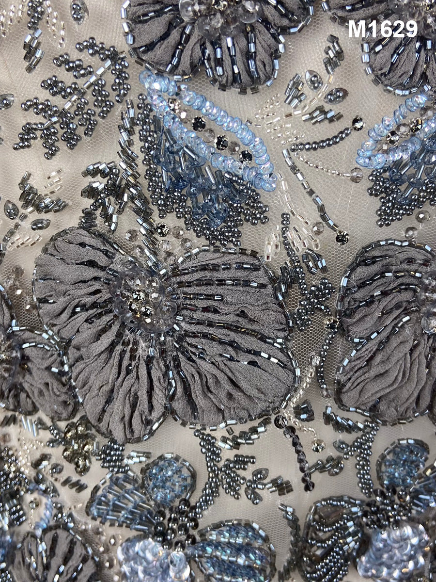 #M1629 Exquisite Floral Beaded Bustier with Sequins, Appliqués, and Rhinestones