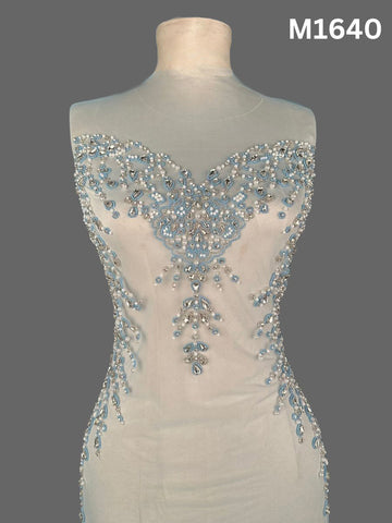 #M1640 Stunning Asymmetric Design Bustier Beaded with Crystals, Rhinestones, and Beads – A Glamorous Couture Piece for Evening Wear, Bridal, and Special Occasions